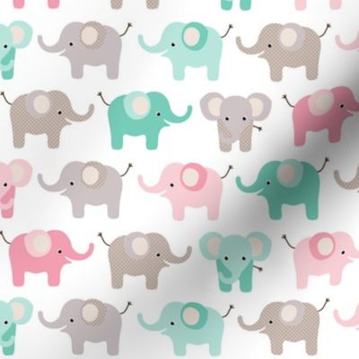 Happy elephants - pink and mint