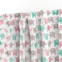 Happy elephants - pink and mint