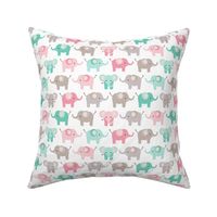 Happy elephants - pink and mint