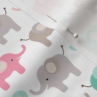 Happy elephants - pink and mint
