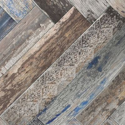  Vintage Wood Chevron Tiles Herringbone Capri Blue horizontal