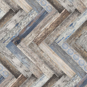  Vintage Wood Chevron Tiles Herringbone Capri Blue horizontal