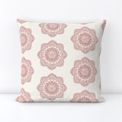 chambray red medallion on ivory cream