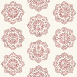 chambray red medallion on ivory cream