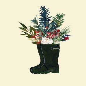 Holiday Rain Boots Bouquet // Cream