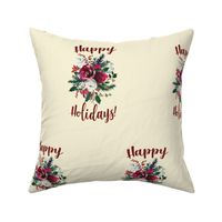 Happy Holidays Christmas Floral Bouquet // Cream