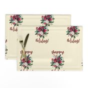 Happy Holidays Christmas Floral Bouquet // Cream
