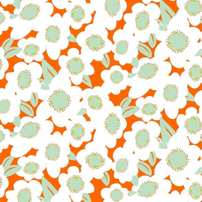 Big Modern Floral in Orange, White & Teal