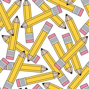 large random yellow pencils