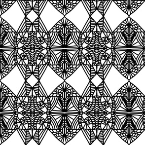 Geometric black lines creating a 3D illusion on white