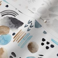 blue, gray and beige abstract shapes