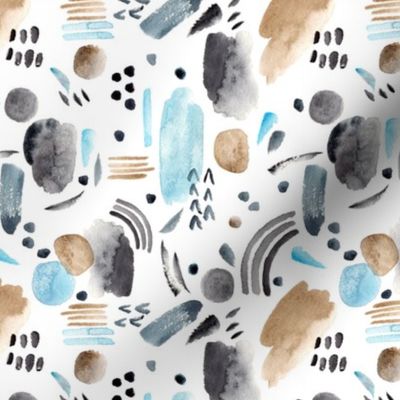 blue, gray and beige abstract shapes