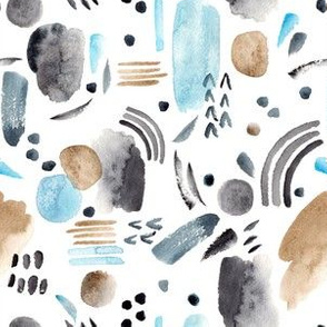 blue, gray and beige abstract shapes