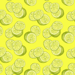 Lemon Sketch Repeat in Yellow Lime Fresh Color