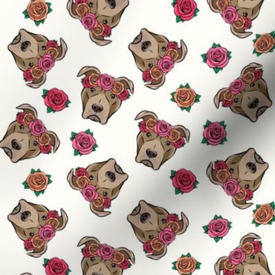 pit bulls - floral crowns - cream