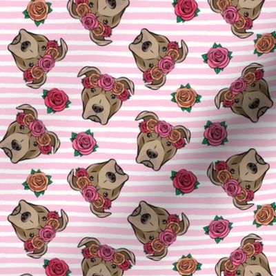 pit bulls - floral crowns - pink stripes