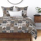 Old Farm Quilt 12sq - Rustic Soft Brown And Grey