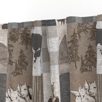 Old Farm Quilt 12sq - Rustic Soft Brown And Grey