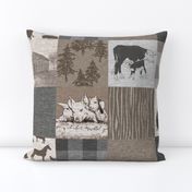 Old Farm Quilt 12sq - Rustic Soft Brown And Grey