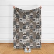 Old Farm Quilt 12sq - Rustic Soft Brown And Grey