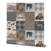 Old Farm Quilt 12sq - Rustic Soft Brown And Grey