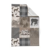 Old Farm Quilt 12sq - Rustic Soft Brown And Grey