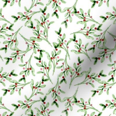 Watercolor Christmas Mistletoe 