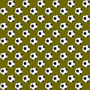 Half Inch Black and White Soccer Balls on Olive Green