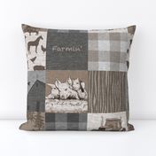 Farmin - 9sq Rustic Soft Brown And grey - farm animal quilt