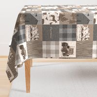 Farmin - 9sq Rustic Soft Brown And grey - farm animal quilt