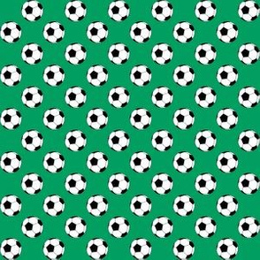 Half Inch Black and White Soccer Balls on Shamrock Green