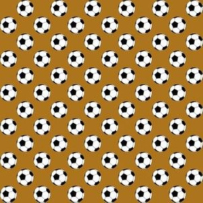 Half Inch Black and White Soccer Balls on Matte Antique Gold