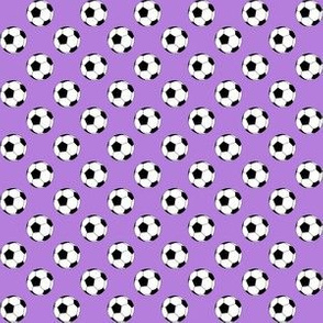 Half Inch Black and White Soccer Balls on Lavender Purple