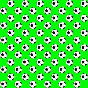 Half Inch Black and White Soccer Balls on Lime Green