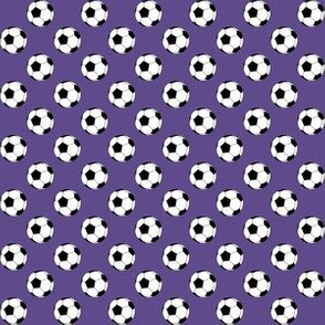 Half Inch Black and White Soccer Balls on Ultra Violet Purple