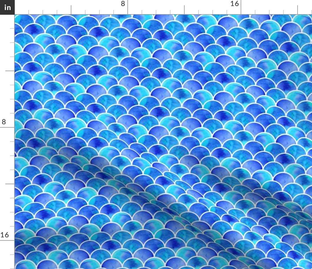 watercolor blue mermaid scales