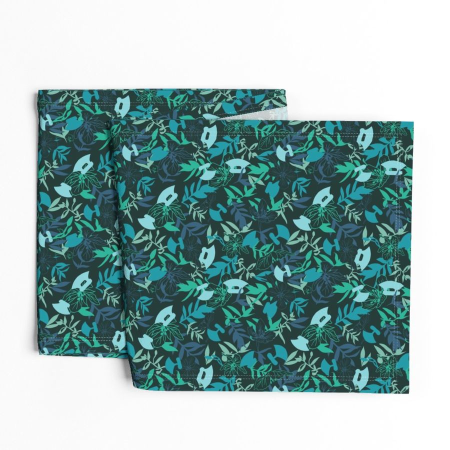 Tundraberry Fireweed and Ulu in Turquoise Dark Green - Medium