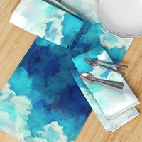 Watercolor Blue and White Clouds Best of 2018