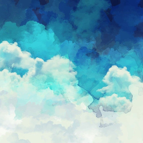 Watercolor Blue and White Clouds Best of 2018