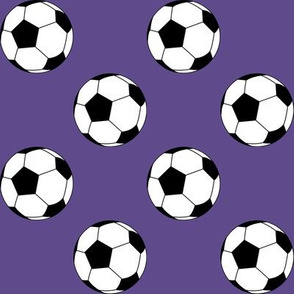 Two Inch Black and White Soccer Balls on Ultra Violet Purple