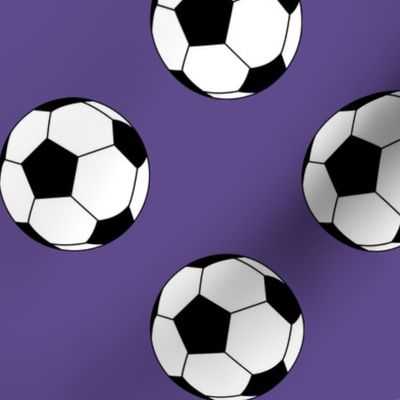 Three Inch Black and White Soccer Balls on Ultra Violet Purple