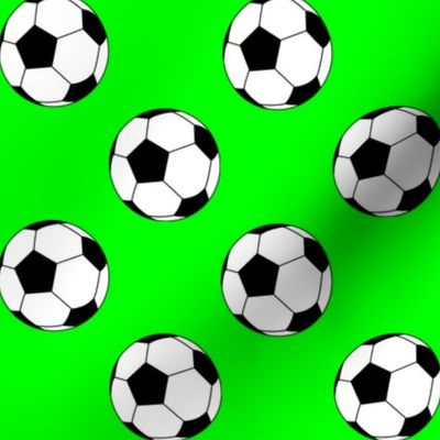 Two Inch Black and White Soccer Balls on Lime Green