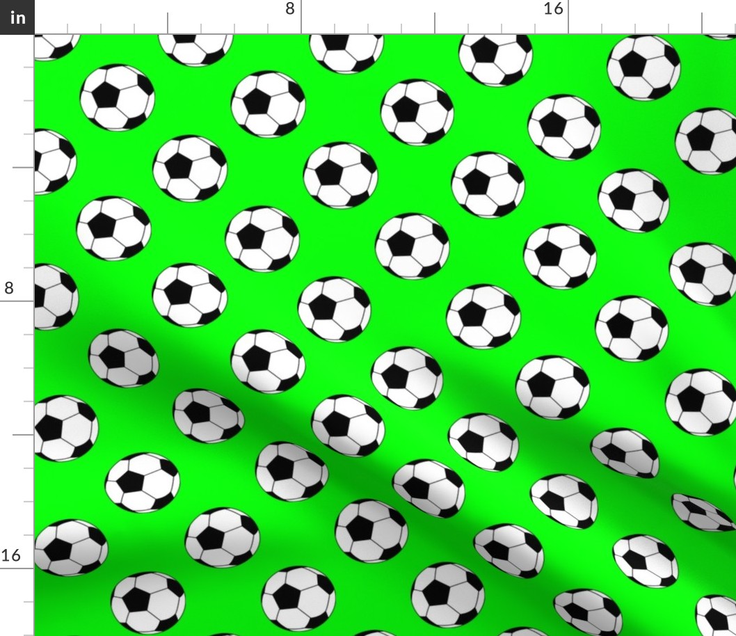Two Inch Black and White Soccer Balls on Lime Green