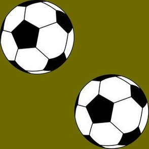 Three Inch Black and White Soccer Balls on Olive Green