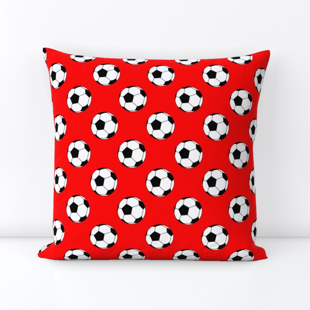 Two Inch Black and White Sports Soccer Balls on Red