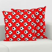 Two Inch Black and White Sports Soccer Balls on Red