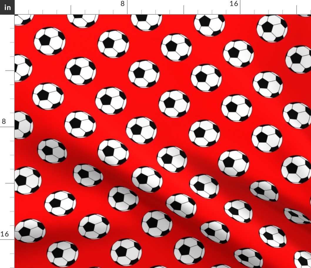 Two Inch Black and White Sports Soccer Balls on Red