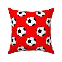 Three Inch Black and White Sports Soccer Balls on Red