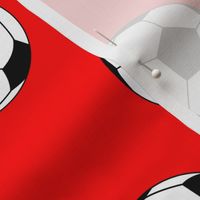 Three Inch Black and White Sports Soccer Balls on Red