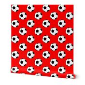 Three Inch Black and White Sports Soccer Balls on Red